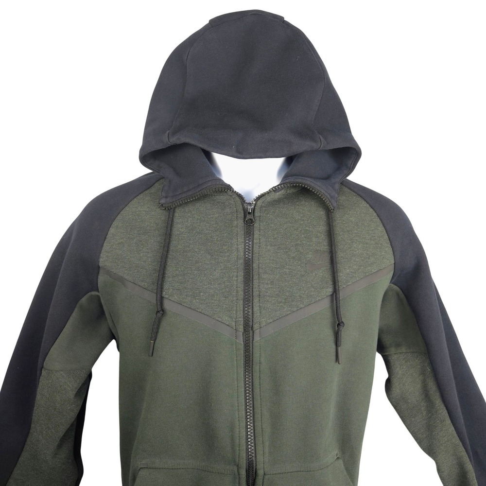 Nike Tech Fleece Windrunner Full Zip Hoodie Green Black 885904-372 Mens Medium‎